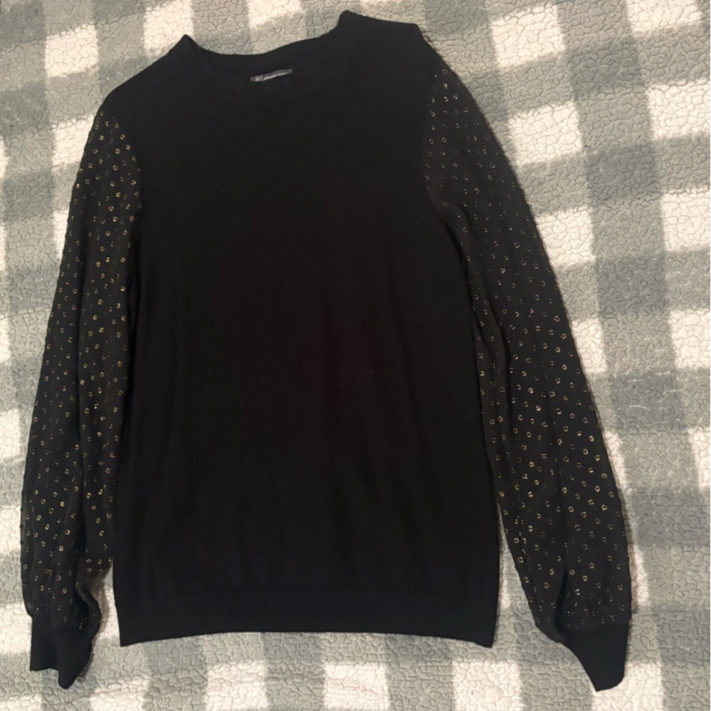 Adrianna Papell Black Sweater with Gold Accents